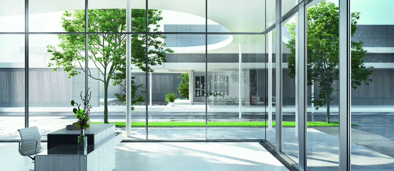 Fassadensystem von Schüco - Glasfront Bürogebäude - Fensterbau Zitz